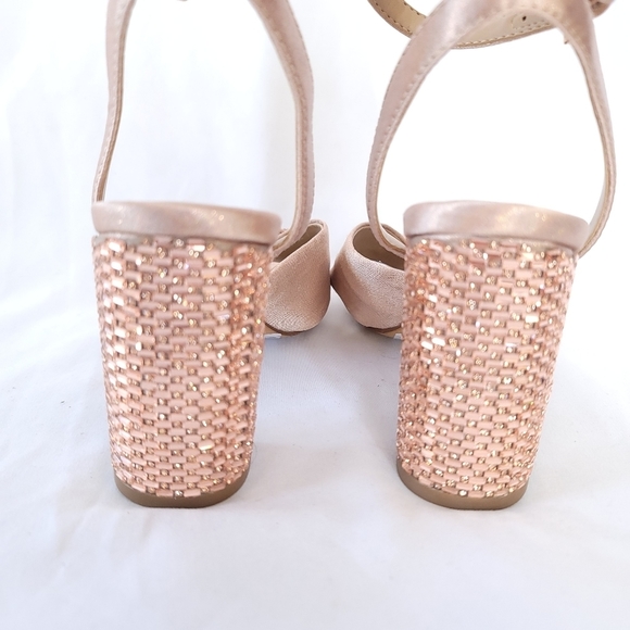 ALDO Rose Gold Tone Ankle Strap Chunky Crystal Heels 4.75" US6 - Picture 5 of 7